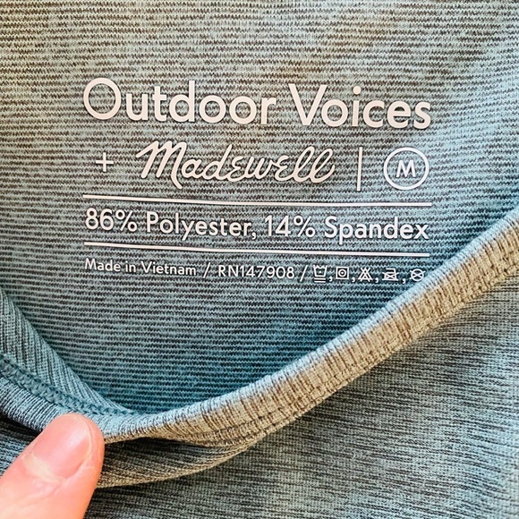 Outdoor Voices x Madewell Athena Sports Bra Size Medium Teal Warm Up Crop Top - Picture 3 of 6